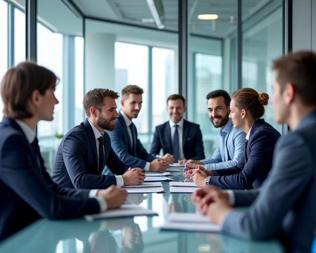 Ein professionelles und freundliches Bild des Helveticus-Führungsteams bei einer Besprechung.